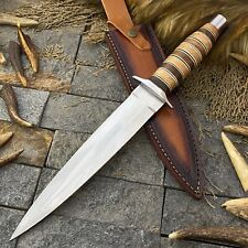 SHARD CUSTOM HAND FORGED D2 STEEL HUNTING DOUBLE EDGE BLADE BOWIE EDC W/SHEATH picture