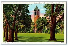 c1930's The Campanile Campus Scene At Iowa State College Ames Iowa IA Postcard picture