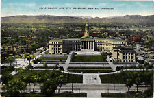 Postcard Aerial View of Civic Center and City building, Denver Colorado picture