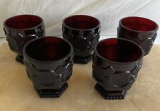 Set Of 5 Avon 1876 Cape Cod Ruby Glass Footed Tumblers picture