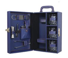 Portable Handy Leatherette Finish Travel Bar Set for Travel (Blue ) picture