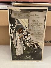 Vtg Postcard A Happy Easter-tide Angel With White Lilies Tuck’s 1910 picture