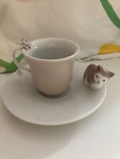 Lladro Cat & Butterfly Teacup/saucer Set *Read* picture