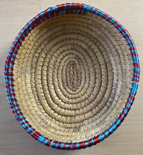 Hand Woven Rattan Basket Bowl Native American Style Flat Bottom picture