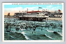 Galveston TX-Texas, Murdochs Bath House, Seawall & Blvd Antique Vintage Postcard picture