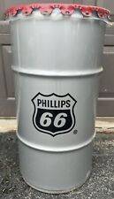 Vintage Phillips 66 16 Gallon Steel Oil Drum Mancave Trashcan picture