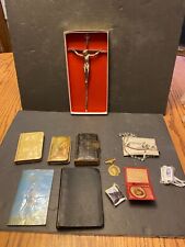Vintage Lot Catholic Cross Rosaries Jesus Books Medal See pics picture