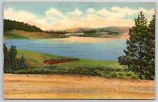 Ten Sleep Wyoming~Roadside View Of Reservoir @ Meadow-Lark~Vtg Linen Postcard picture