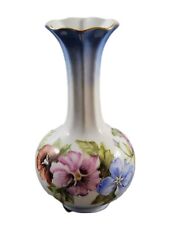 Vintage Julius Tomsits Vase #50482 Hand Painted Porcelain Floral Signed 8