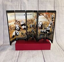 AN IMITATION OF AN ANCIENT SMALL SCREEN GIANT PANDA LACQUER CRAFTS W/BOX picture