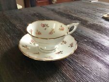 Vintage Royal Stafford Pink Rose Bud Tea Cup Set With Gold Accents picture