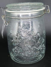 1984 Cabbage Patch Kids Glass Clamp Top Jar By Wheaton Glass 3/4 Liter Canister picture