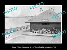 OLD 8x6 HISTORIC PHOTO OF HOWARD LAKE MINNESOTA RAILROAD DEPOT STATION c1920 picture