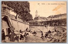 c 1910 Nice France People washing clothes Poillon River Postcard picture