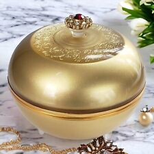 Vintage Lady-Mate Sankyo Gold Tone Jeweled & Footed Lucite Music Jewelry Box picture