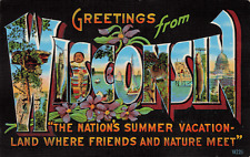 Greetings From Wisconsin Large Letters Line Postcard Divided Back Unposted picture