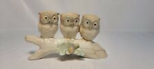 Vintage Ceramic Porcelain 3 Owls on Log ~ O.M.C. Made in Japan ~ Hand Painted~E1 picture