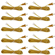 Gold Lamp Cord, 8 Foot Long Replacement Repair Part, 18/2 SPT-1 Wire - 10 Pack picture