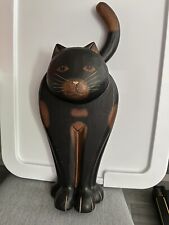 Large Hand Carved Wooden Cat Statue- Folk Art- 19”Tall picture