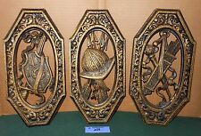 3 Vtg Homco Ornate Spanish Gothic Medieval Coat of Arms Wall Plaques picture
