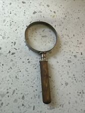 Vintage Large Round Magnifying Glass w/ Wooden Handle Made In France picture