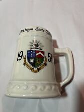 Vintage Michigan State College 1951 Mug White Ceramic Beer Stein 5.5” tall picture