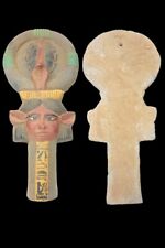 RARE ANTIQUE ANCIENT EGYPTIAN Goddess Hathor Key of Life Luck Hieroglyphic picture