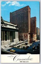 Hotel Commodore New York City Birds Eye View Old Cars Skyscraper VNG Postcard picture