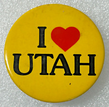 I Heart Love Utah Yellow Pin Pinback Button picture