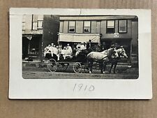 Postcard RPPC Band Instruments Horse Wagon Parade Street View Action Photo picture