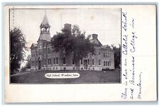 1908 High School Campus Building Grounds Side View Waukon Iowa Antique Postcard picture