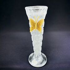 Vintage Lenox Clear Crystal Glass Bud Vase With Gold Tone Butterfly Attached Vtg picture