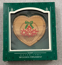 Vintage Hallmark SISTER wooden heart Ornament w/Box 1987 picture