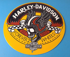 Vintage Harley Davidson Motorcycles Sign - Forever Skull Gas Pump Porcelain Sign picture