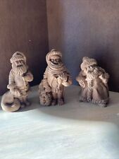 3 Vintage Woodsman Santa’s In Resin About 7 “ picture