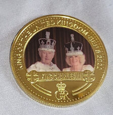 King Charles III & Queen Camilla Coronation Gold Coin 2023 God Save The Crown UK picture