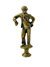 Antique Bronze  Pipe Tamper Figural Man Bowler Hat Smoking Tool picture