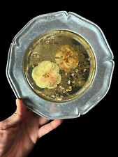 Vintage Round 1970's Lucite/Resin Trivet Hot Pad Pressed Dried Flowers Frame picture