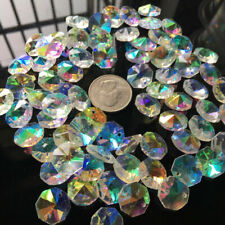 100Pc Iridescent AB 14mm Octagon Chandelier Crystals Prisms Suncatcher Beads DIY picture