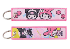 Sanrio Kuromi My Melody Friends Cheer Embroidered Jet Tag Keychain picture
