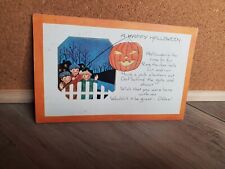Vintage Whitney Happy Halloween Children  Jack O' Lantern Postcard picture