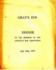 Gray's Inn Dinner American Bar Association July 24 1957 Table Plan picture