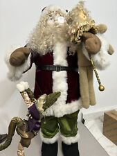 Santa Claus 36” Mark Roberts, Large Self Standing, W/Jester Puppet, Teddy Bear picture