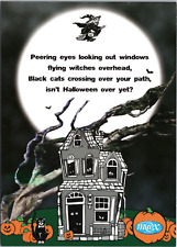 Modern Halloween 4x6 Postcard - Max Racks - Haunted House, Witch, Black Cat Moon picture