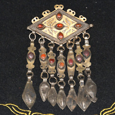 Ancient Central Asian Tribal Gold Plated Silver Ornament with Carnelian Inlay picture