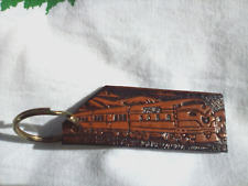 VINTAGE TOOLED LEATHER TRAIN KEY CHAIN picture