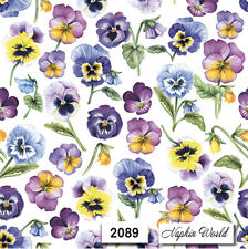 (2089) TWO Individual Paper LUNCHEON Decoupage Napkins - PANSY PANSIES FLOWERS picture