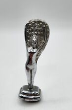 VINTAGE ART DECO METAL CHROME CAR HOOD ORNAMENT NUDE NAKED LADY PEACOCK FEATHERS picture
