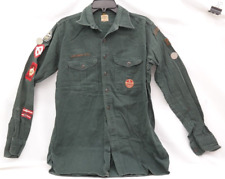 Vintage Boy Scouts Explorers Long Sleeve Shirt Green w/ Patches No Name Patrol picture