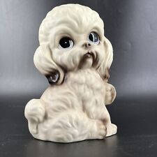 Vintage Norleans Ceramic Poodle Puppy Dog Figurine Big Eyes Kitsch Kitschy Japan picture
